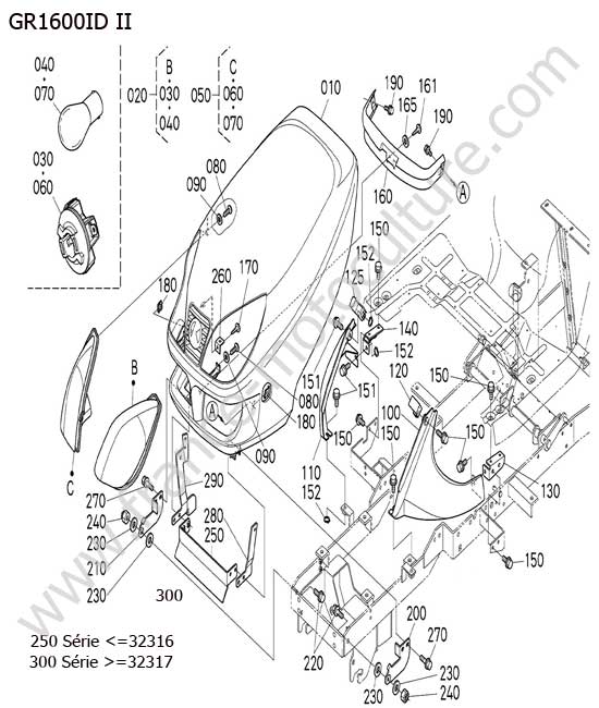 Capot moteur KUBOTA GR1600ID-II