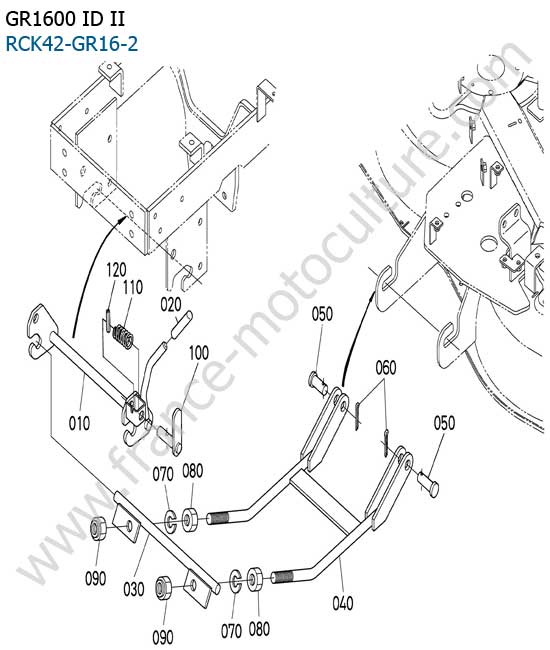 Attelage avant plateau coupe KUBOTA GR1600ID-II