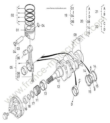Vilebrequin - pistons KUBOTA GZD15