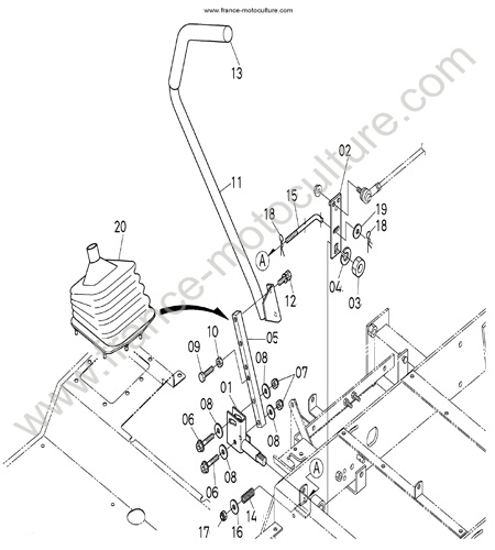 Levier droit KUBOTA GZD15