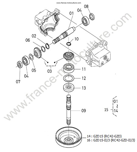Engrenages conique KUBOTA GZD15