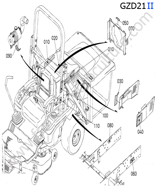 Etiquettes arrière KUBOTA GZD21-II