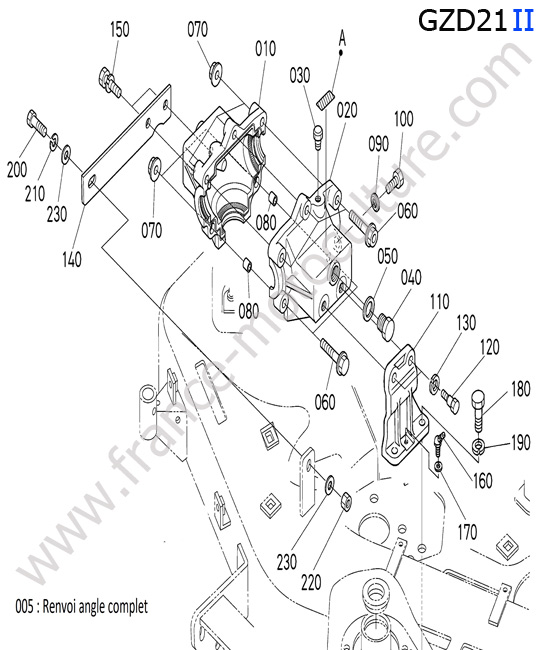 Carter renvoi angle KUBOTA GZD21-II