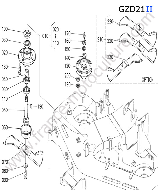 Support poulie droit KUBOTA GZD21-II