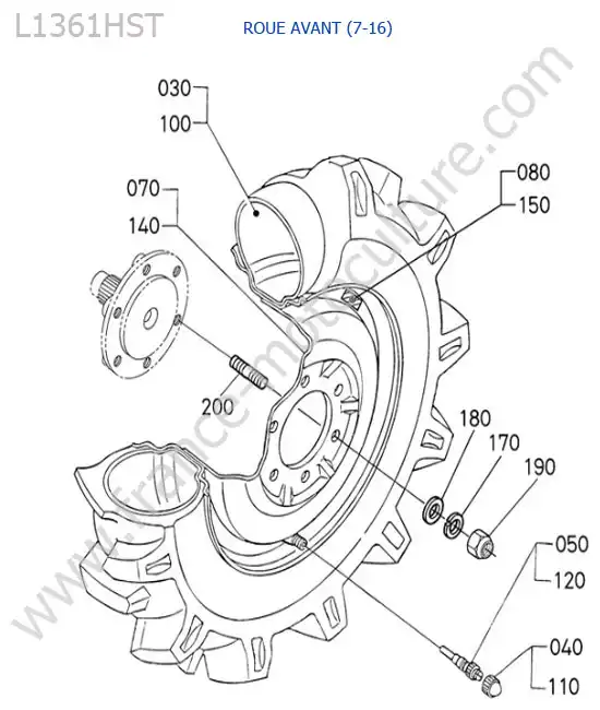 Roue avant (7-16) KUBOTA L1361