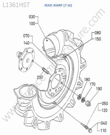 KUBOTA - L1361 : Roue avant (7-16)