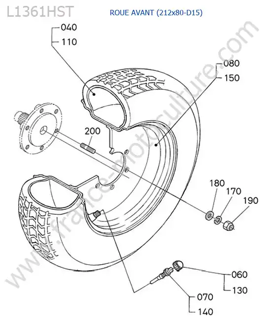 Roue avant (212x80-d15) KUBOTA L1361