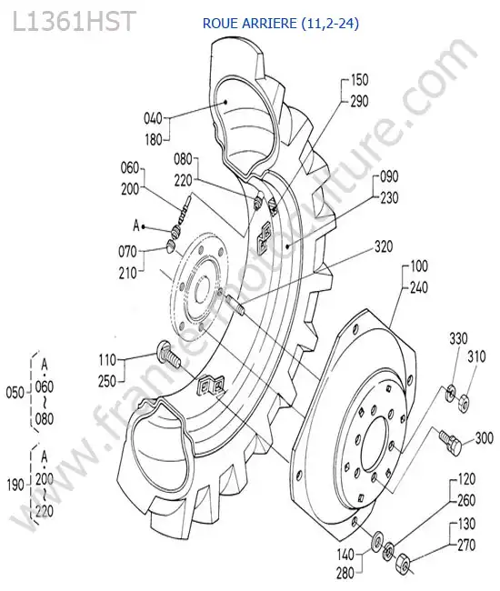 Roue arriere (11.2-24) KUBOTA L1361