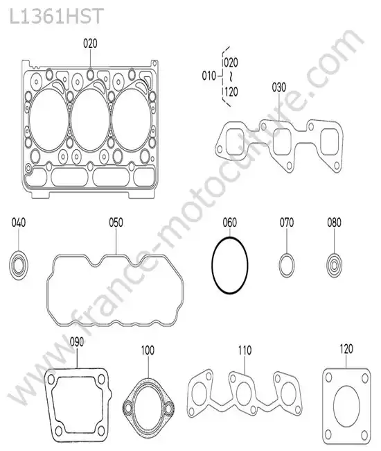 Jeu de joints superieurs KUBOTA L1361