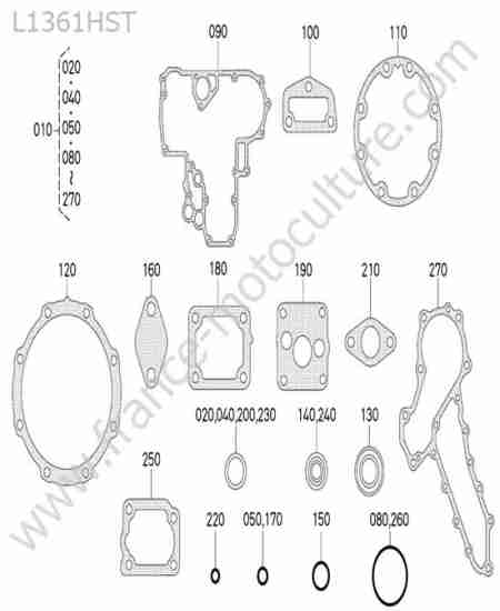 KUBOTA - L1361 : Jeu de joints inferieurs