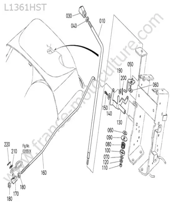Levier accelerateur KUBOTA L1361