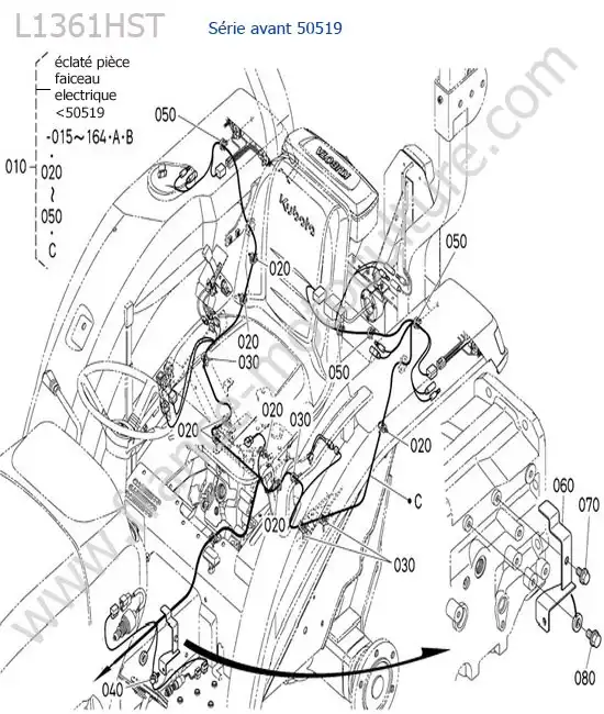 Faisceau arriere (serie avant 50519) KUBOTA L1361