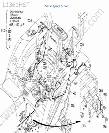 KUBOTA - L1361 : Faisceau arriere (serie apres 50520)