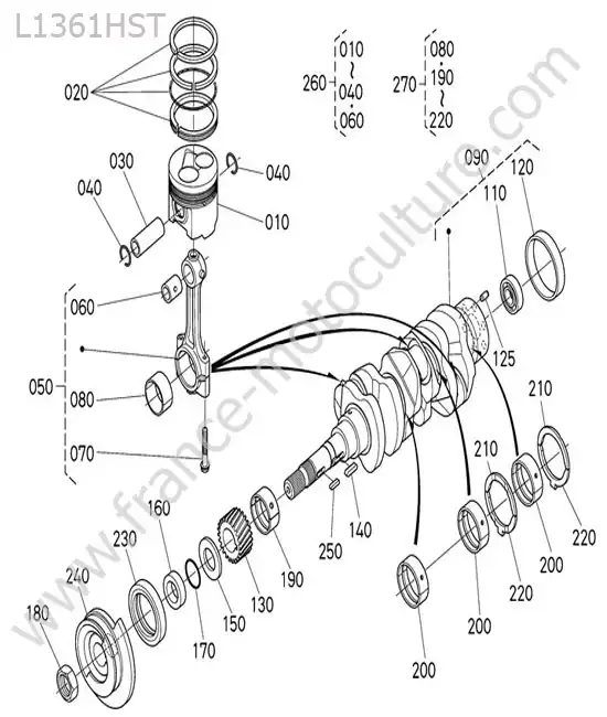 Piston / vilebrequin KUBOTA L1361