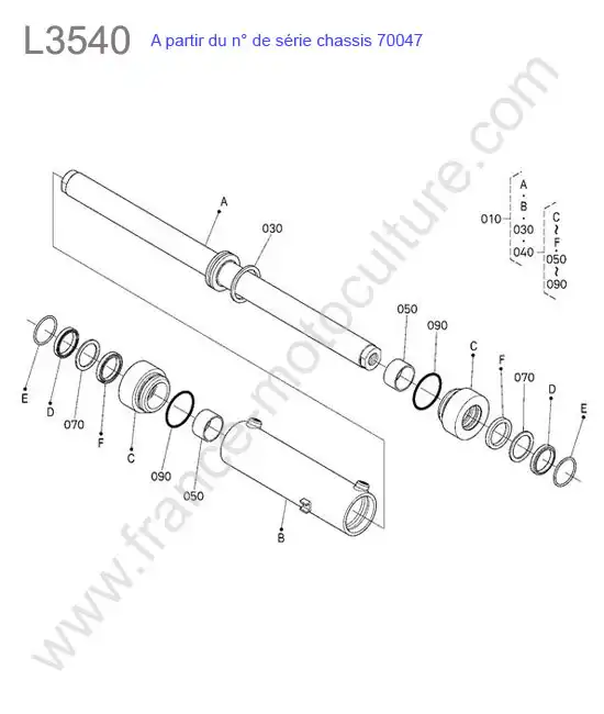 Verin direction < 70047 KUBOTA L3540