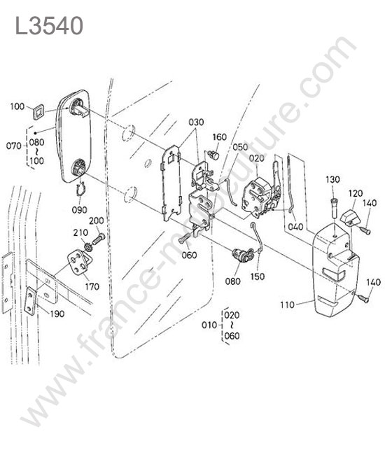Serrure porte droite KUBOTA L3540