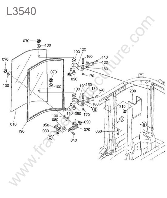 Vitre arriere droite KUBOTA L3540