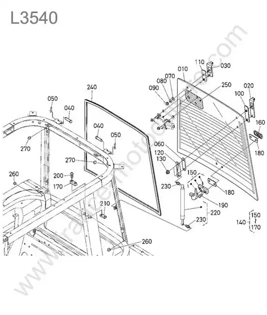 Vitre arriere KUBOTA L3540