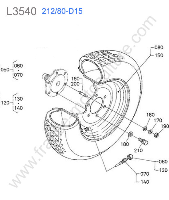 Roue avant 212/80-d15 KUBOTA L3540