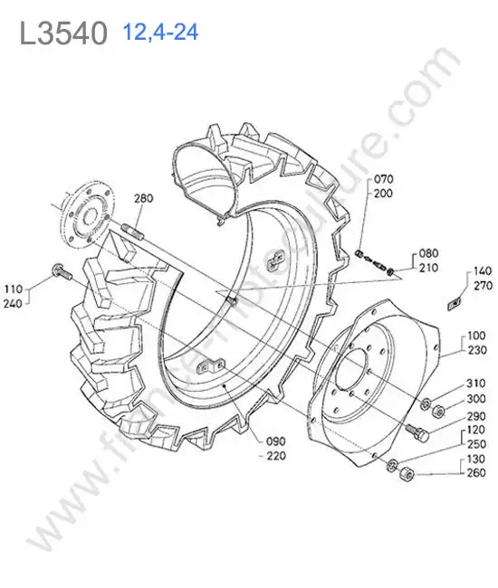 Roue arriere 12.4-24 KUBOTA L3540
