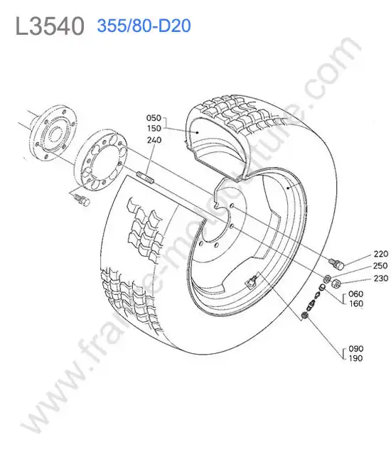 Roue arriere 355/80-d20 KUBOTA L3540