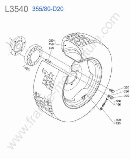 KUBOTA - L3540 : Roue arriere 355/80-d20