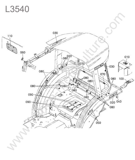 Etiquettes exterieur cabine KUBOTA L3540
