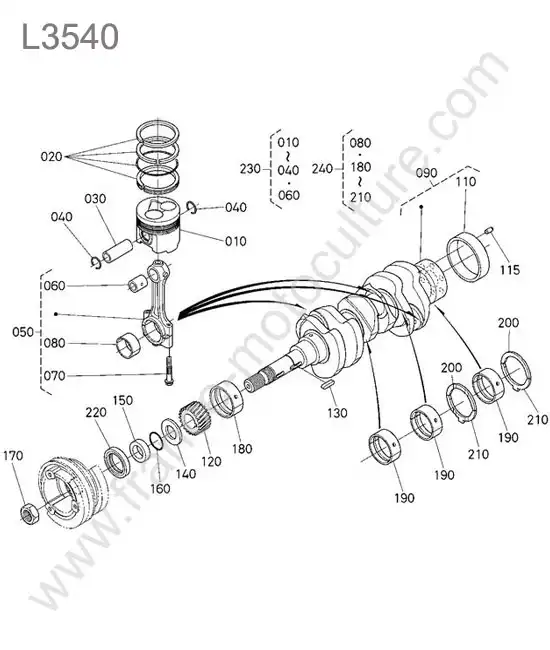 Pistons / vilebrequin KUBOTA L3540