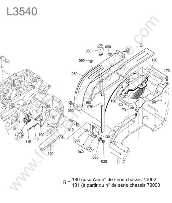 Levier changement gamme KUBOTA L3540