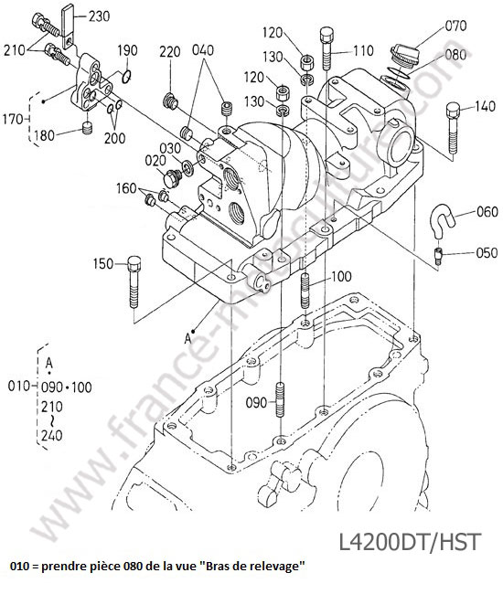 Culasse relevage KUBOTA L4200