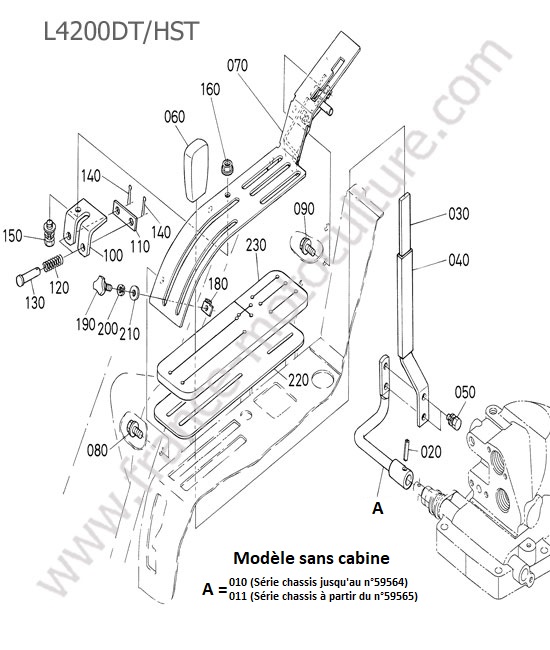 Levier commande (sans assistance) KUBOTA L4200
