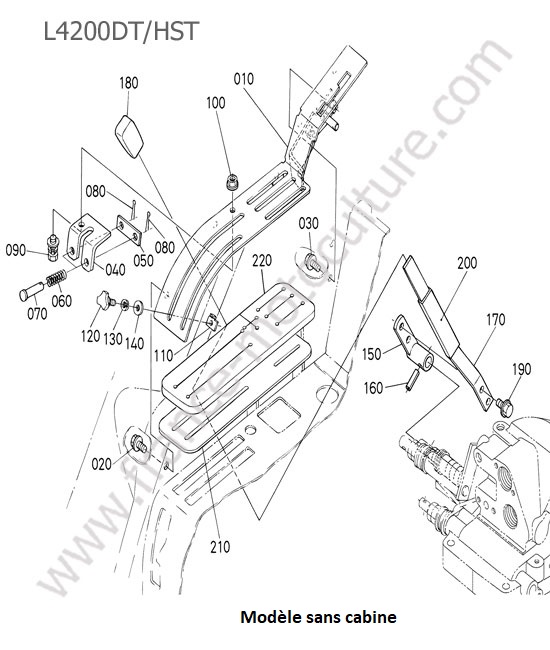 Levier commande (avec assistance) KUBOTA L4200