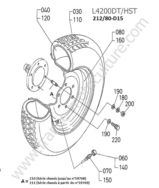Roue avant 212/80-d15 KUBOTA L4200