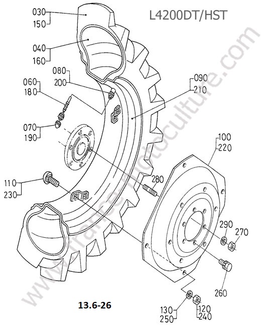 Roue arriere 13.6-26 KUBOTA L4200