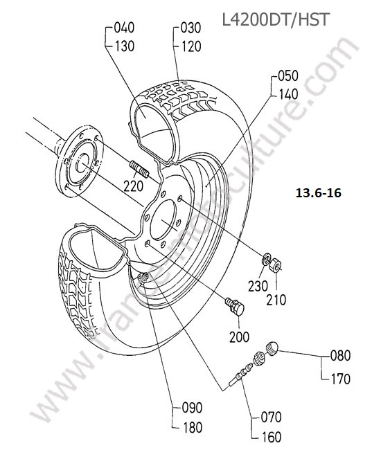 Roue arriere 13.6-16 KUBOTA L4200