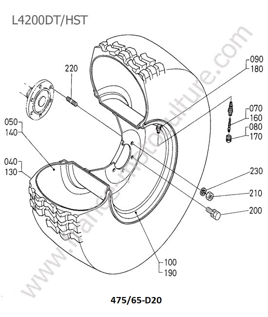 Roue arriere 475/65-d20 KUBOTA L4200