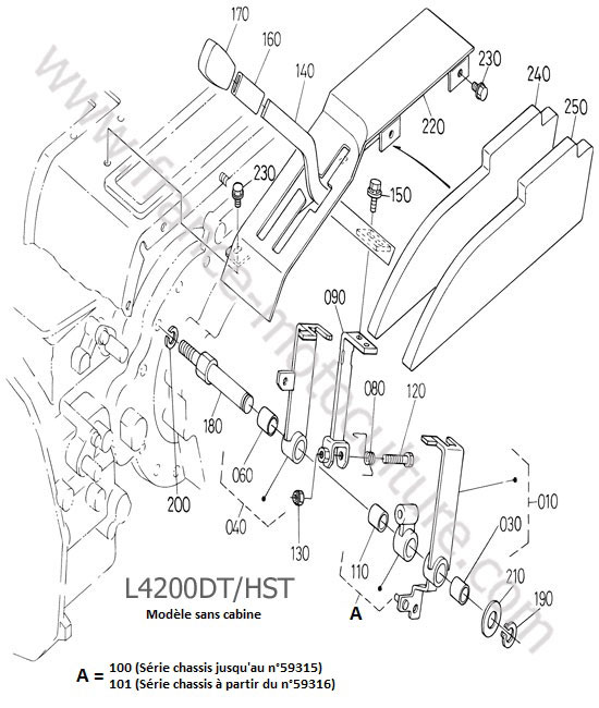 Levier changement gamme KUBOTA L4200