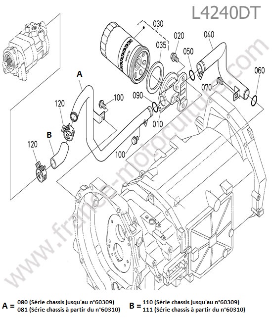 Circuit hydraulique (aspiration) KUBOTA L4240