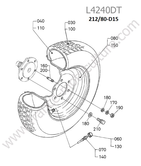 Roue avant 212/80-d15 KUBOTA L4240