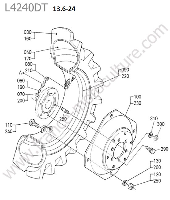 Roue arriere 13.6-24 KUBOTA L4240