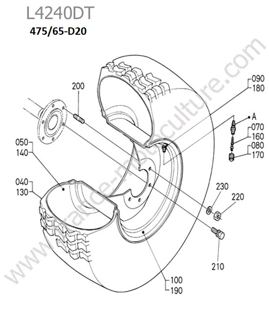 Roue arriere 475/65-d20 KUBOTA L4240