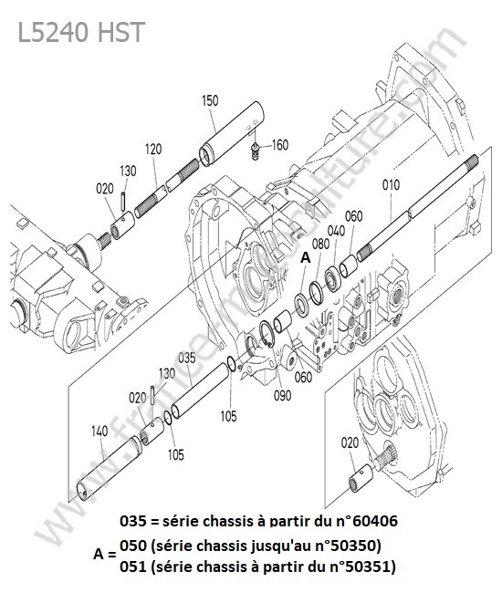Arbre transmission avant : KUBOTA - L5240