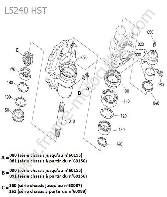 Carter reducteur droit KUBOTA L5240