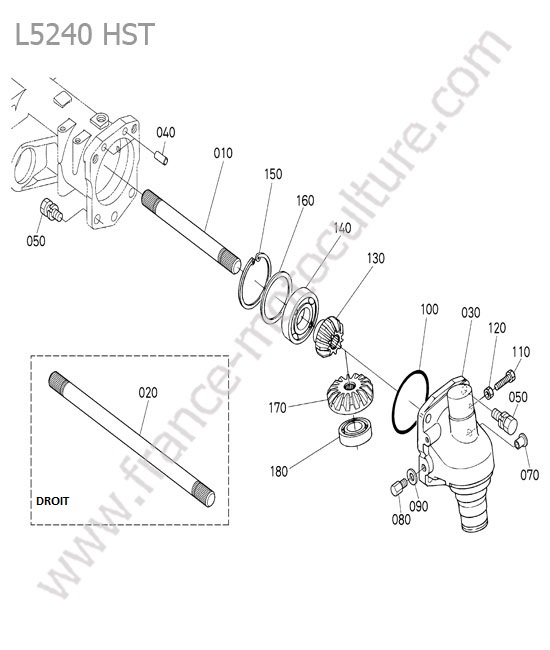 Demi arbre pont avant KUBOTA L5240