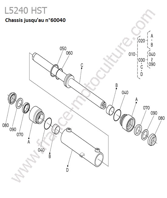 Verin direction - serie avant 60040 KUBOTA L5240