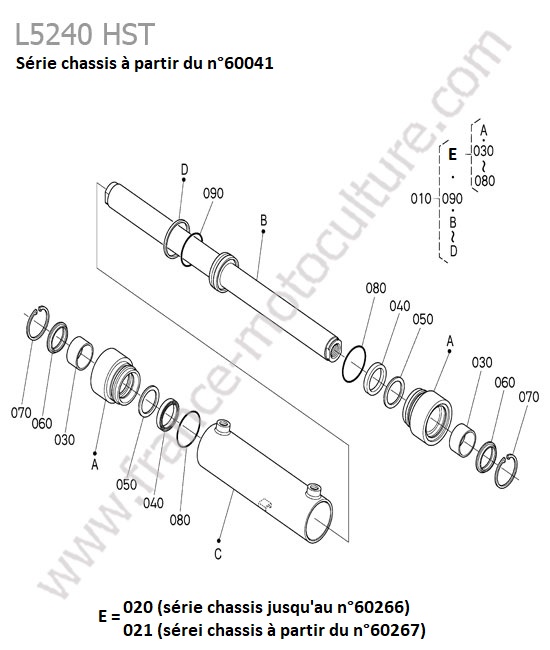 Verin direction - serie apres 60041 KUBOTA L5240