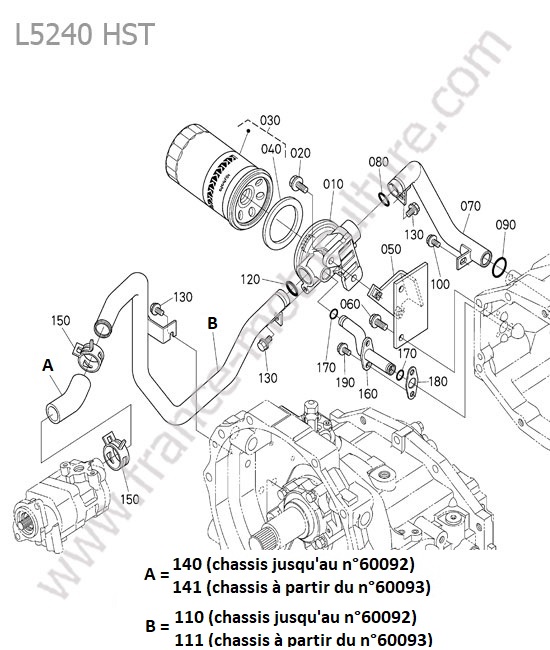 Circuit hydraulique (aspiration) KUBOTA L5240