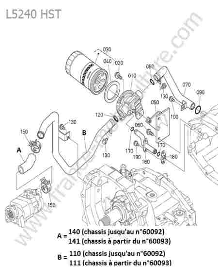 KUBOTA - L5240 : Circuit hydraulique (aspiration)