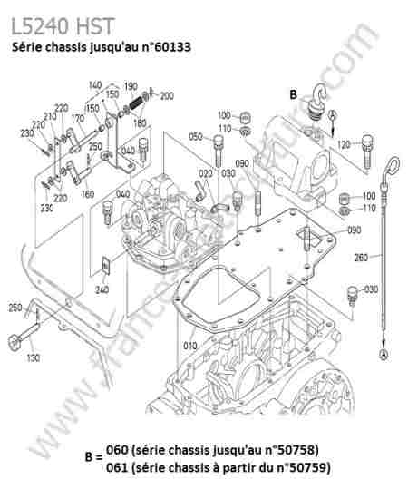 KUBOTA - L5240 : Couvercle carter transmission (avant 60133)