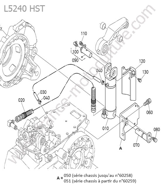Verin 3 points droit KUBOTA L5240